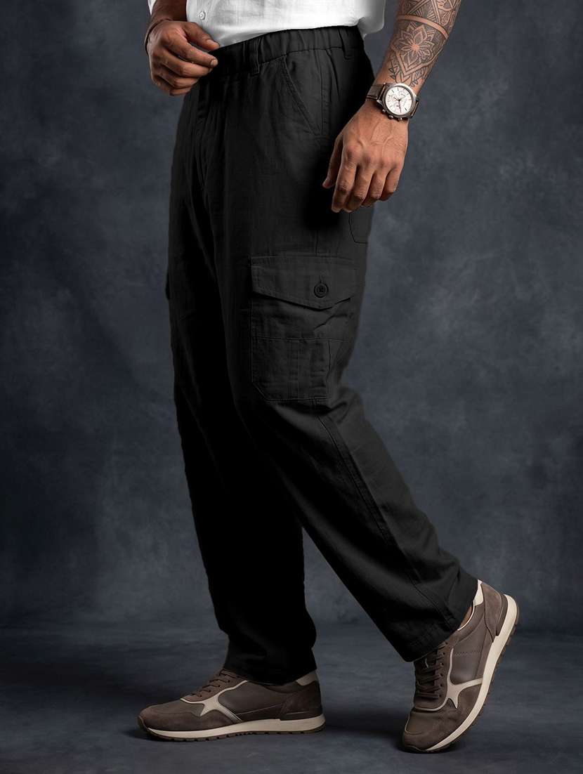 men solid mid rise regular fit cargo pant - 22570660 -  Standard Image - 2