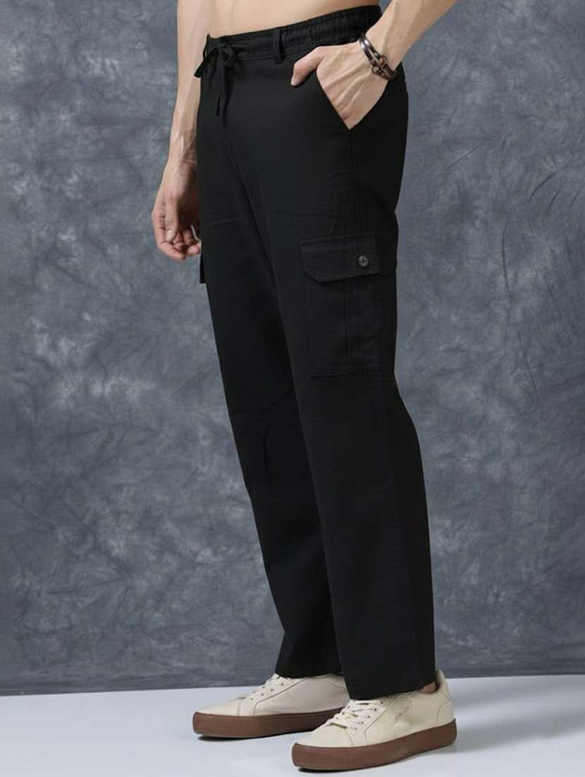 men solid mid rise regular fit cargo pant - 22570666 -  Standard Image - 2