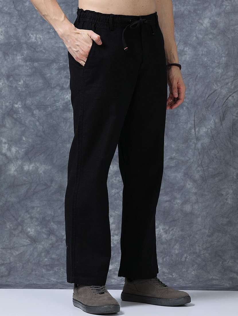 men solid mid rise relaxed fit flat front trouser - 22570673 -  Standard Image - 2