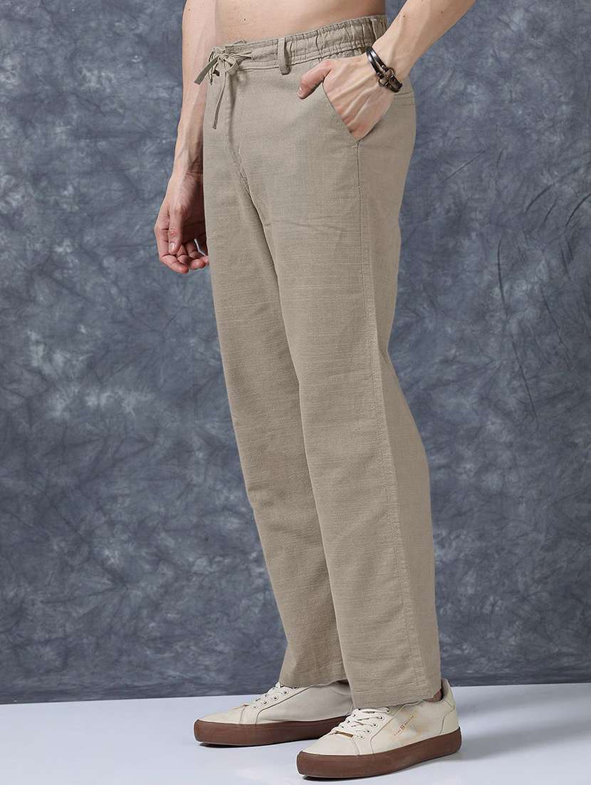 men solid mid rise flat front trouser - 22570698 -  Standard Image - 2