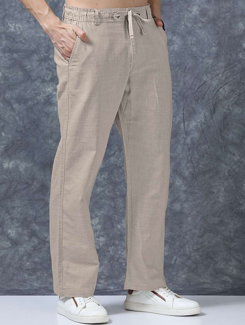 men solid mid rise relaxed fit flat front trouser - 22570705 -  Standard Image - 2