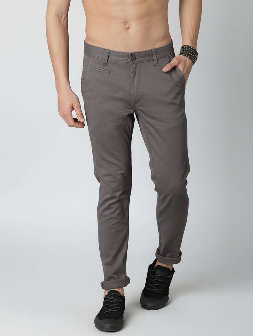 men solid mid rise slim fit chinos
