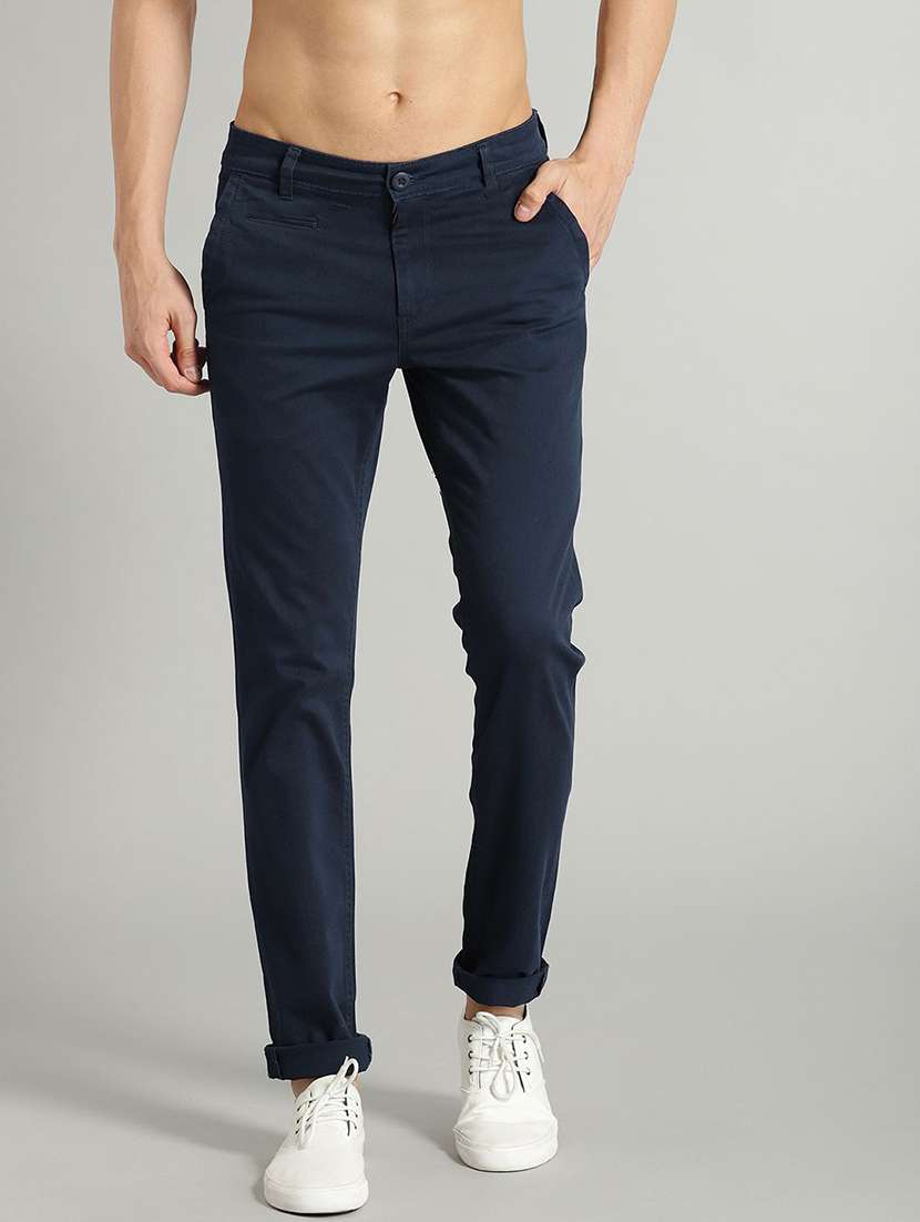 men solid mid rise regular fit chinos