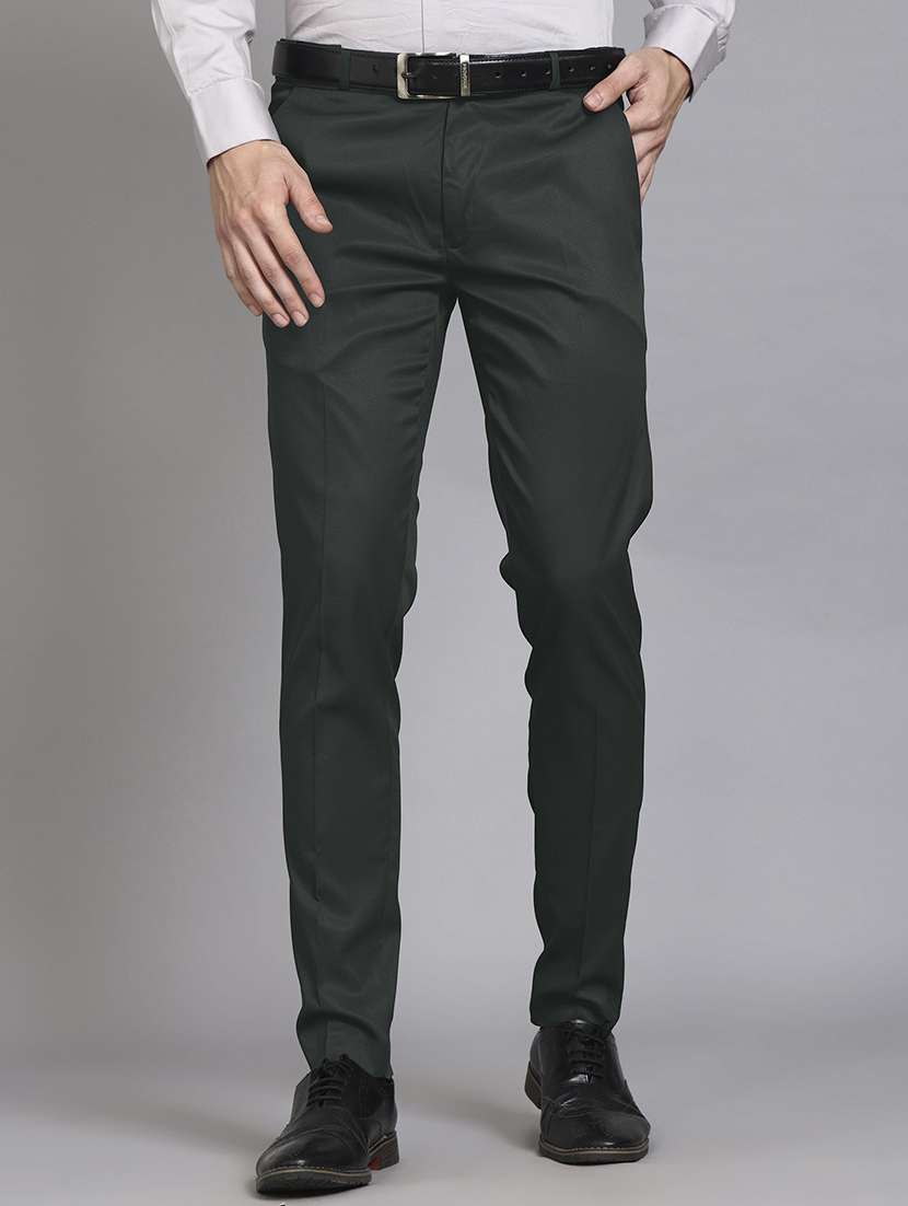 men solid mid rise flat front formal trouser