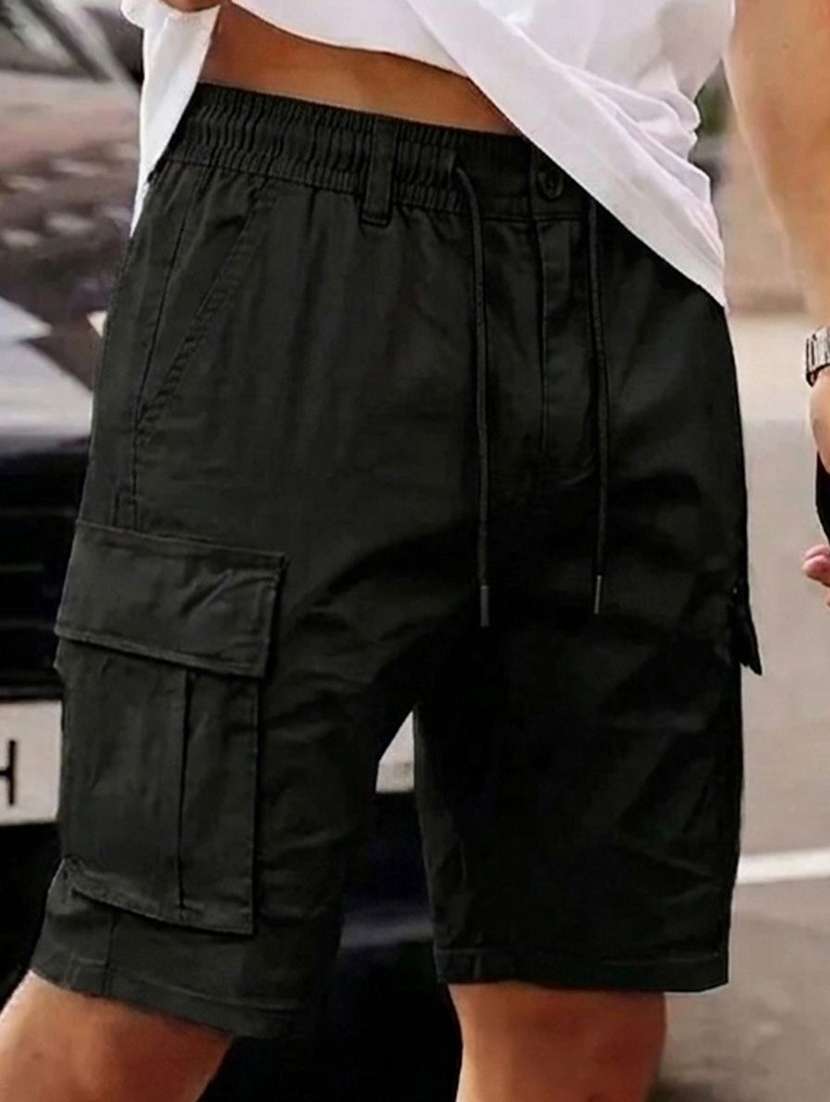 men solid mid rise regular fit cargo shorts - 22570745 -  Standard Image - 2