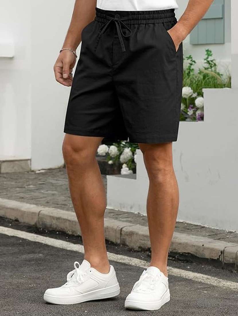 men solid mid rise regular fit shorts - 22570762 -  Standard Image - 2