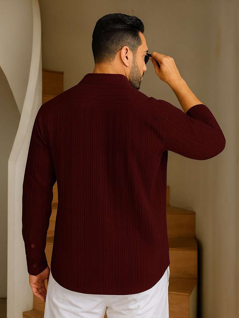 men textured long sleeves casual shirt - 22570943 -  Standard Image - 2