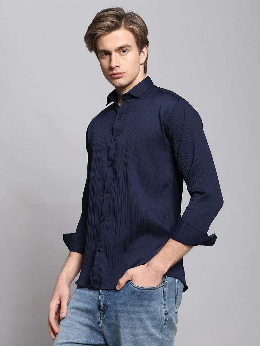 men textured long sleeves casual shirt - 22570957 -  Standard Image - 2