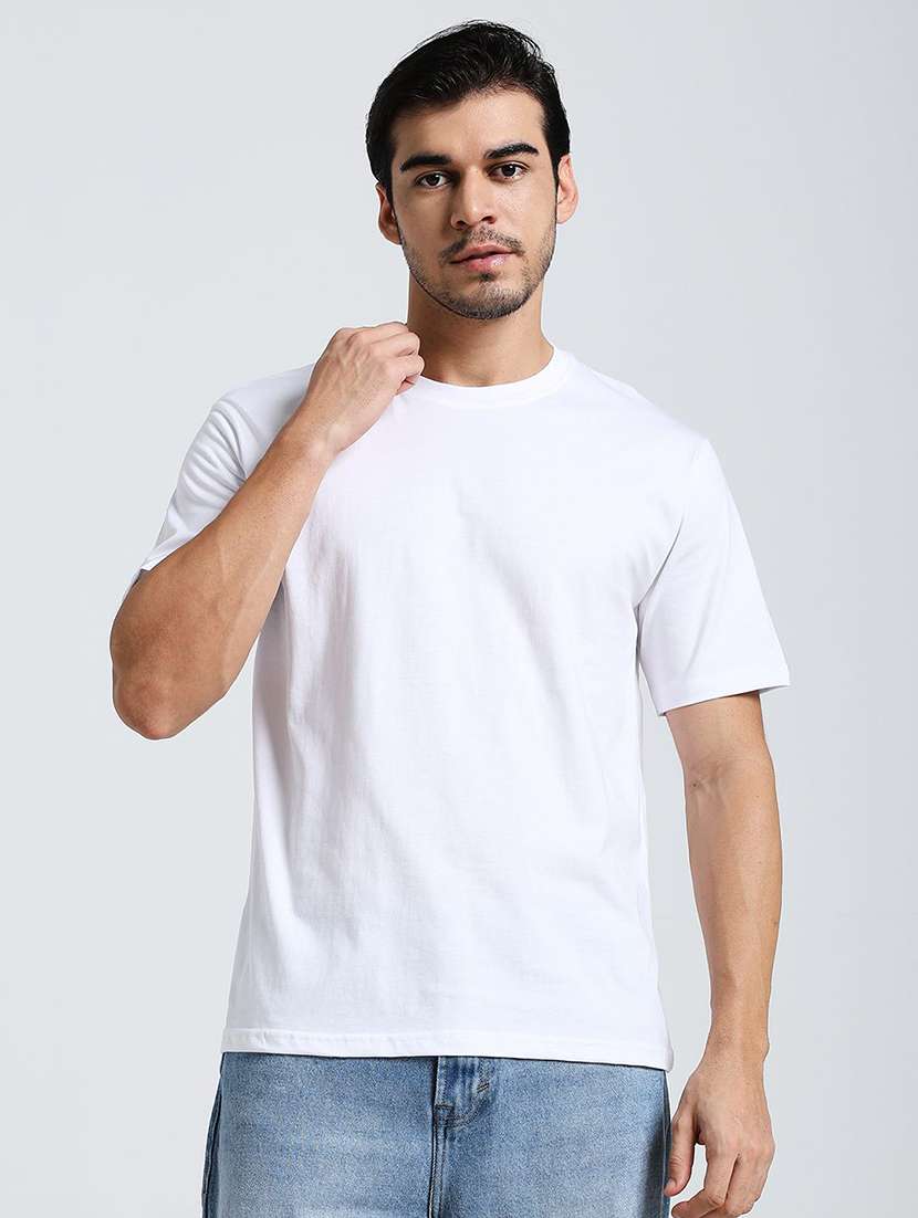 men solid short sleeves regular fit t-shirt