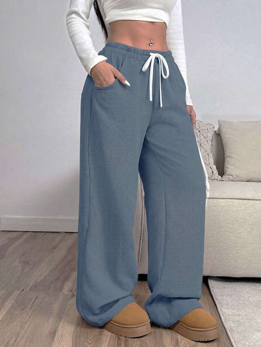 women self design mid rise wide leg trouser - 22571078 -  Standard Image - 2