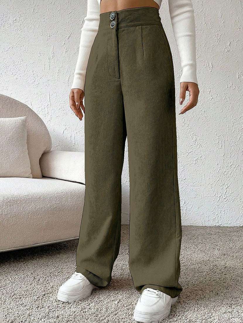 women self design high rise wide leg trouser - 22571082 -  Standard Image - 2