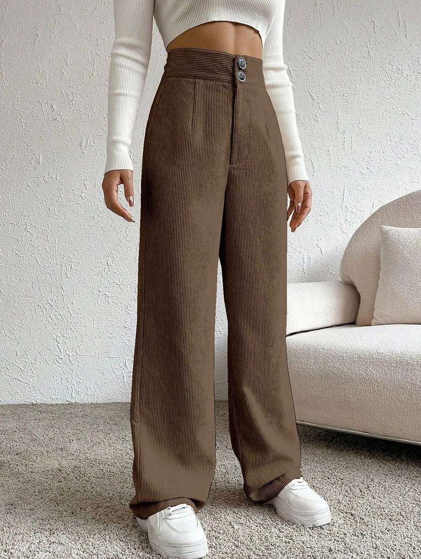women self design high rise wide leg trouser - 22571083 -  Standard Image - 2