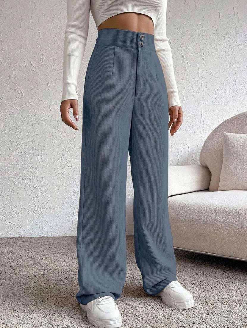 women self design high rise wide leg trouser - 22571084 -  Standard Image - 2