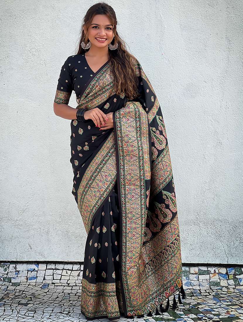 women self design pashmina silk saree with blouse - 22571087 -  Standard Image - 2