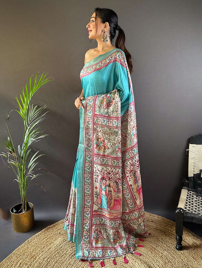 women madhubani printed saree with blouse - 22571140 -  Standard Image - 2