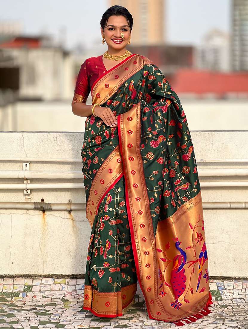women self design paithani saree with blouse - 22571317 -  Standard Image - 2