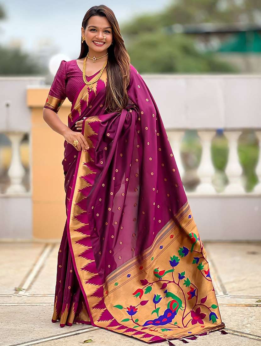 women self design paithani saree with blouse - 22571378 -  Standard Image - 2