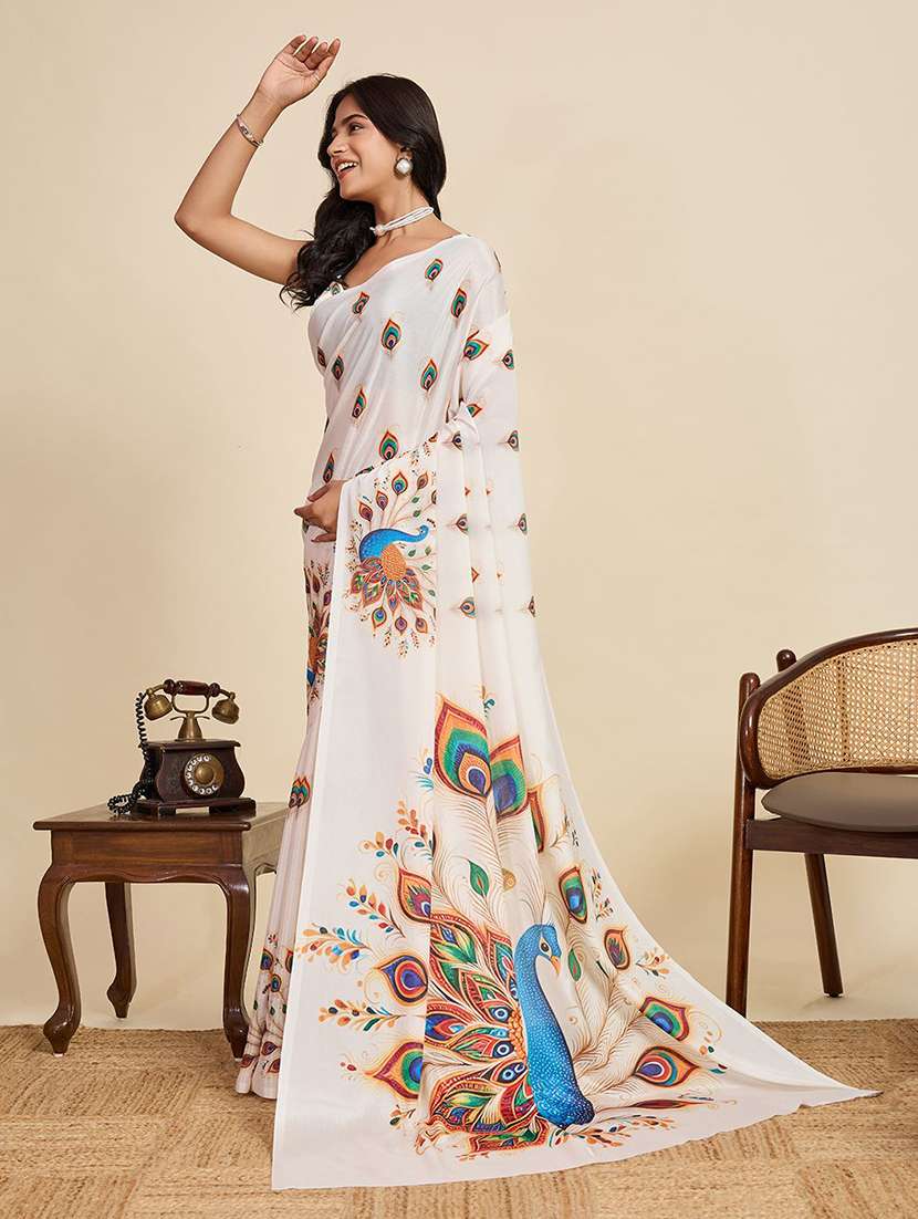 women printed casual wear saree with blouse - 22571402 -  Standard Image - 2