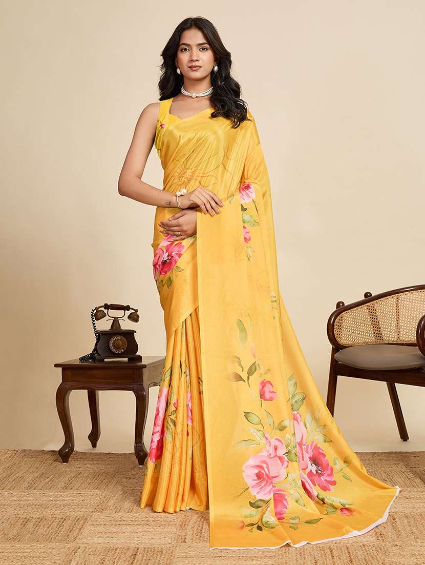 women printed casual wear saree with blouse