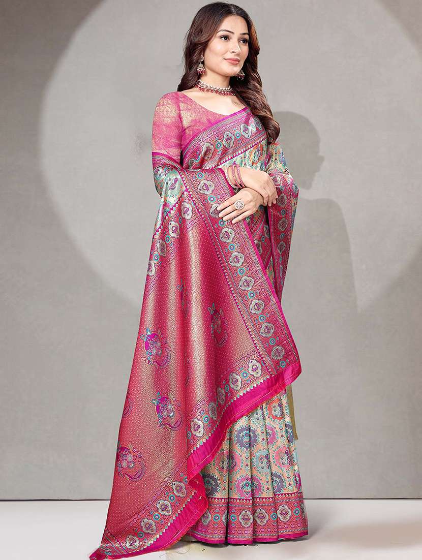 women self design dharmavaram saree with blouse - 22571468 -  Standard Image - 2