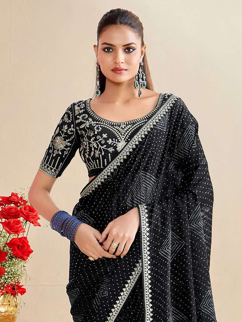 women bandhani printed saree with blouse - 22571500 -  Standard Image - 2