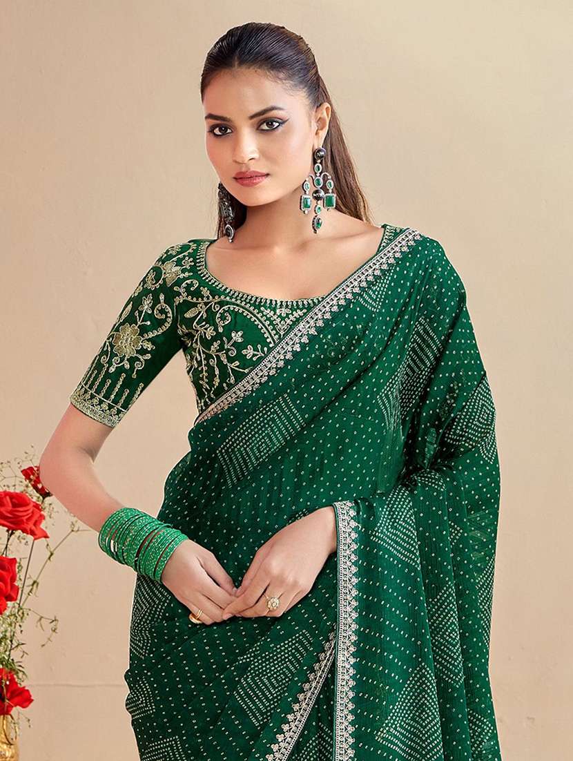 women bandhani printed saree with blouse - 22571501 -  Standard Image - 2