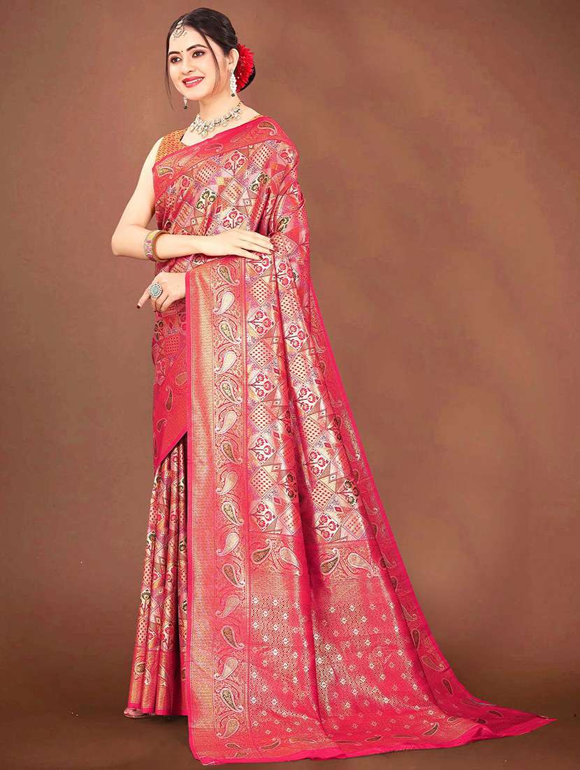 Women Self Design Dharmavaram Saree With Blouse - 22571597 -  Standard Image - 2