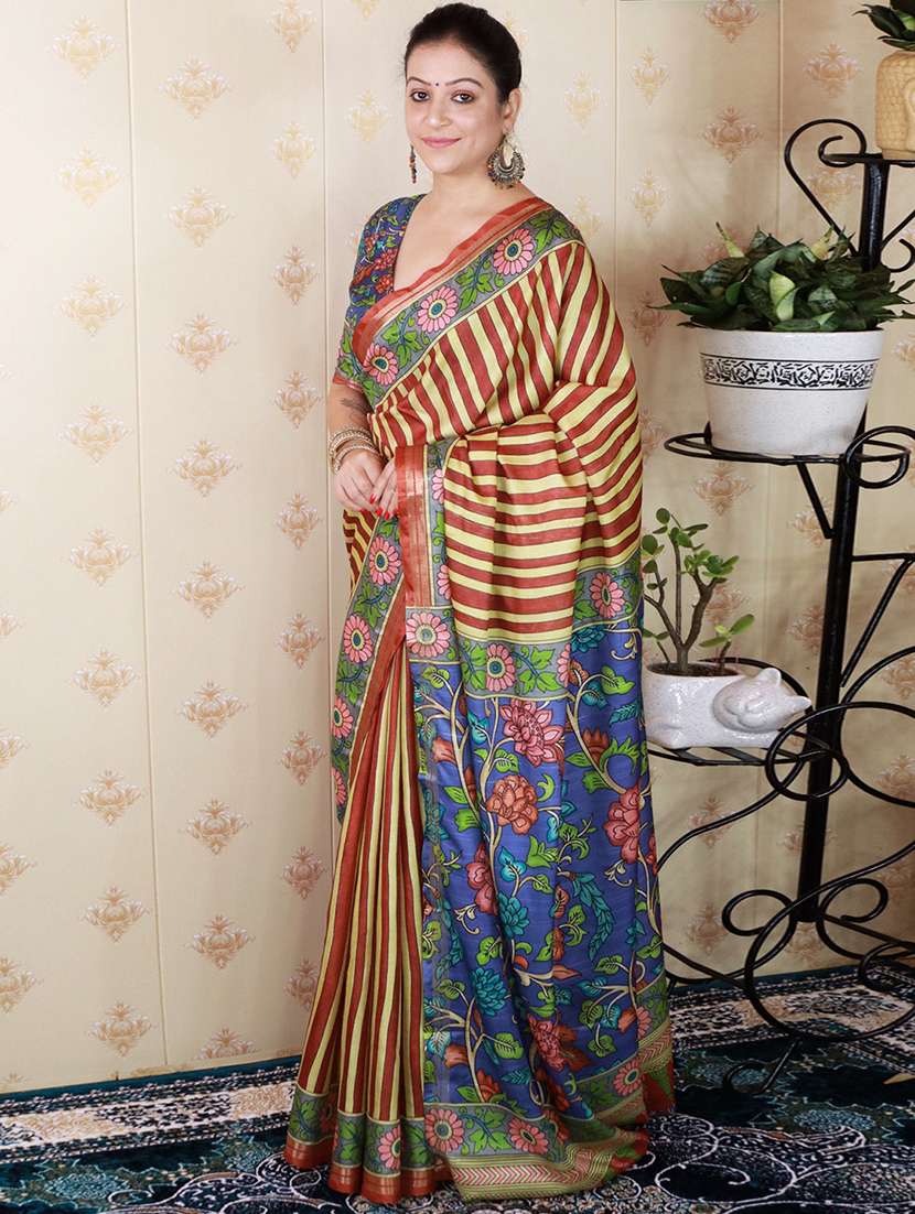women printed casual wear saree with blouse - 22571739 -  Standard Image - 2
