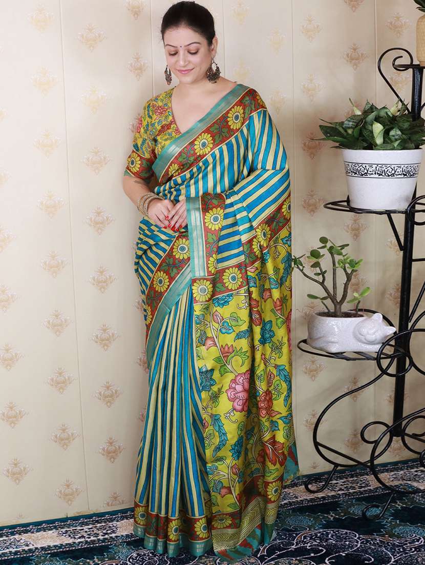 women printed casual wear saree with blouse - 22571741 -  Standard Image - 2