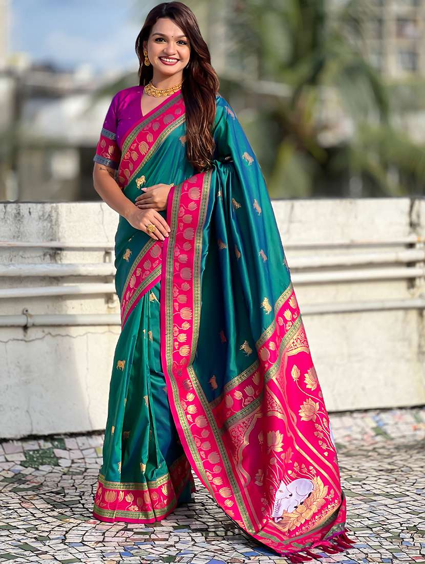 women self design paithani saree with blouse - 22571759 -  Standard Image - 2