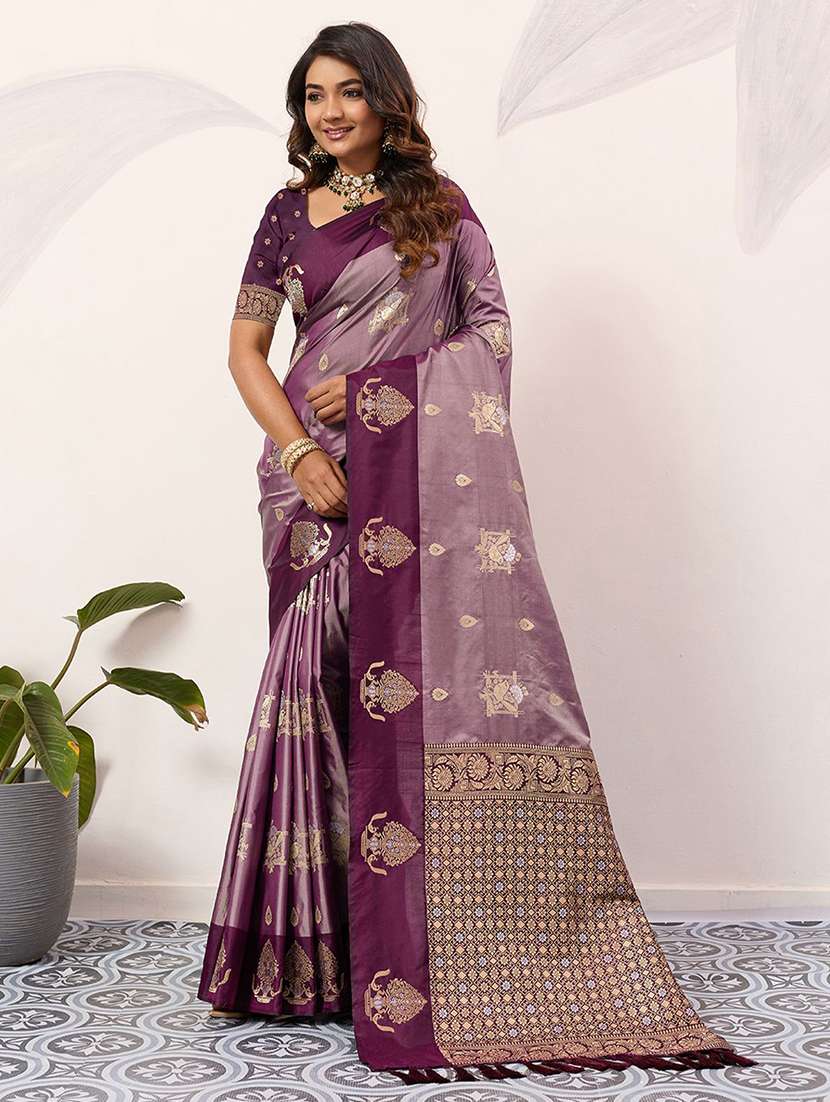 Women Self Design Banarasi Saree With Blouse - 22571785 -  Standard Image - 2