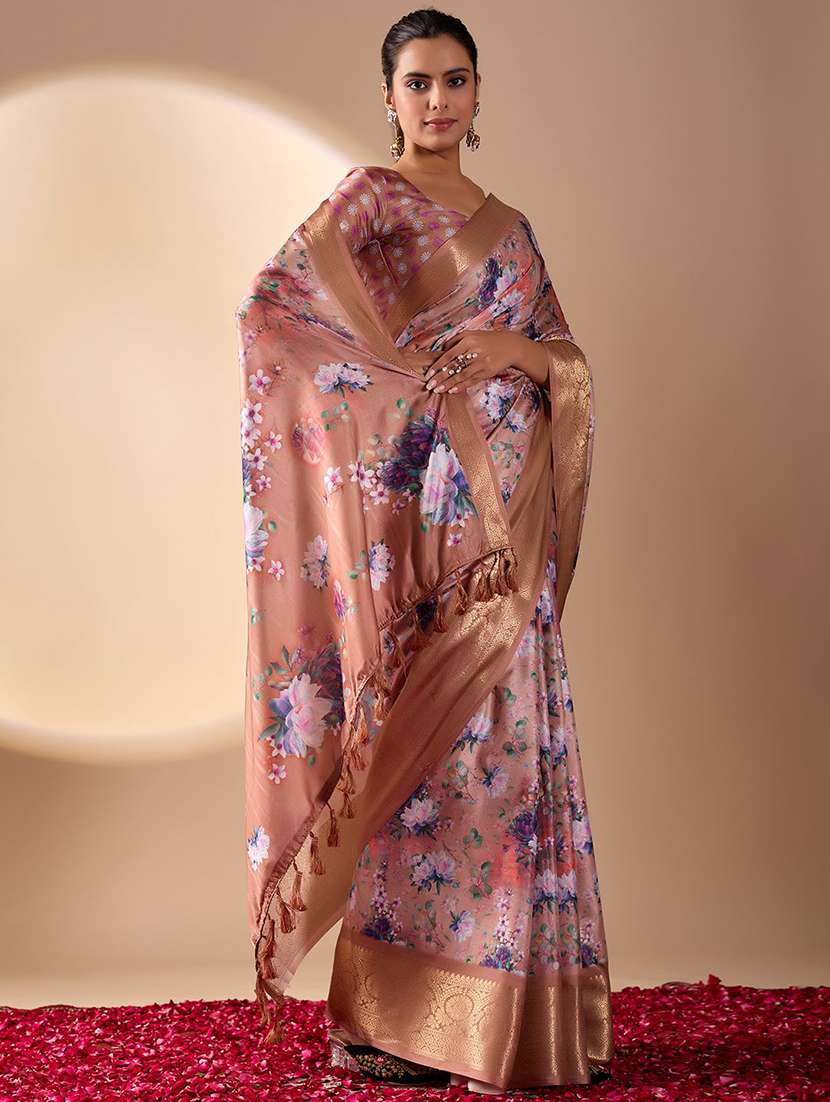 women printed bordered saree with blouse - 22571857 -  Standard Image - 2