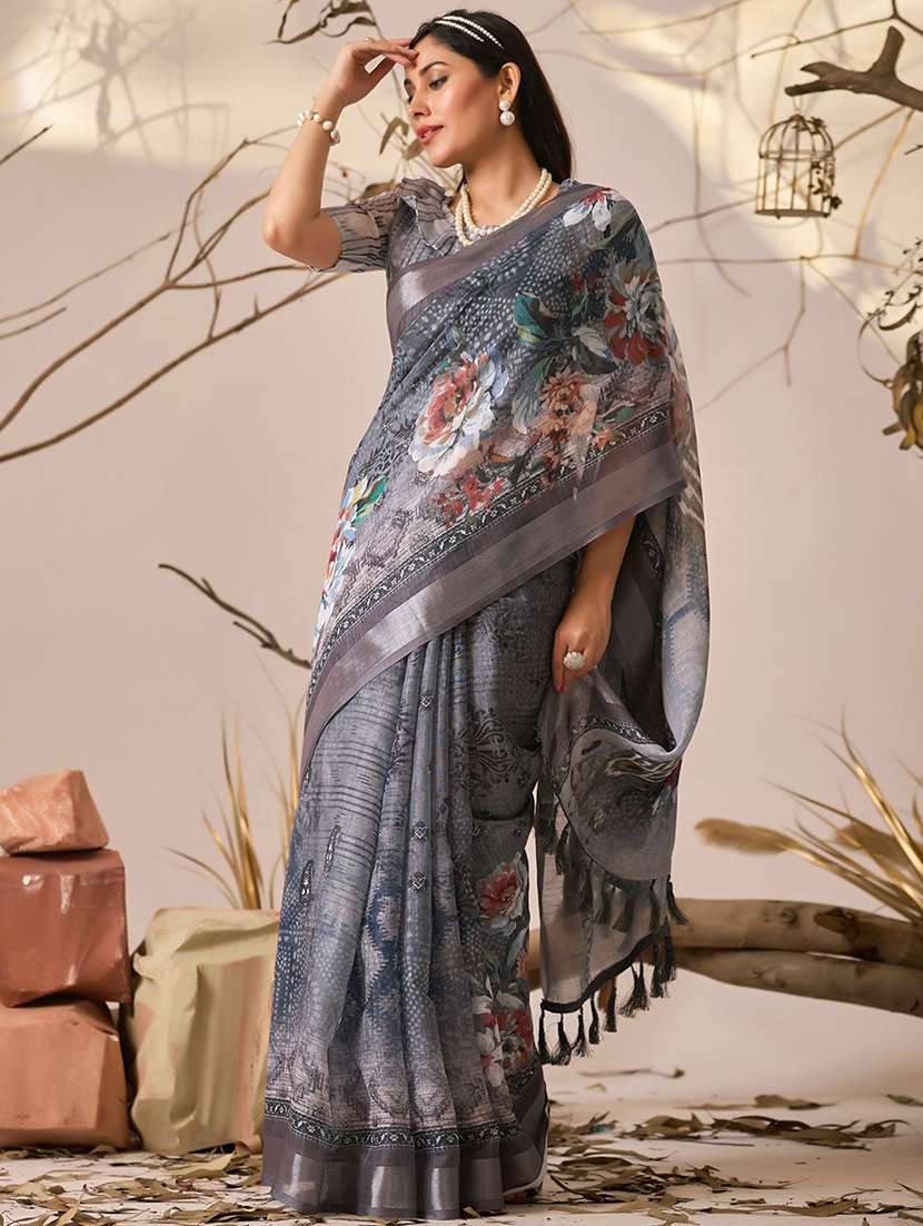 women printed casual wear saree with blouse - 22571888 -  Standard Image - 2