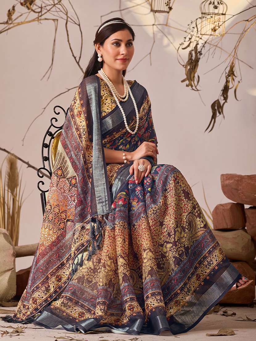 women printed casual wear saree with blouse - 22571892 -  Standard Image - 2