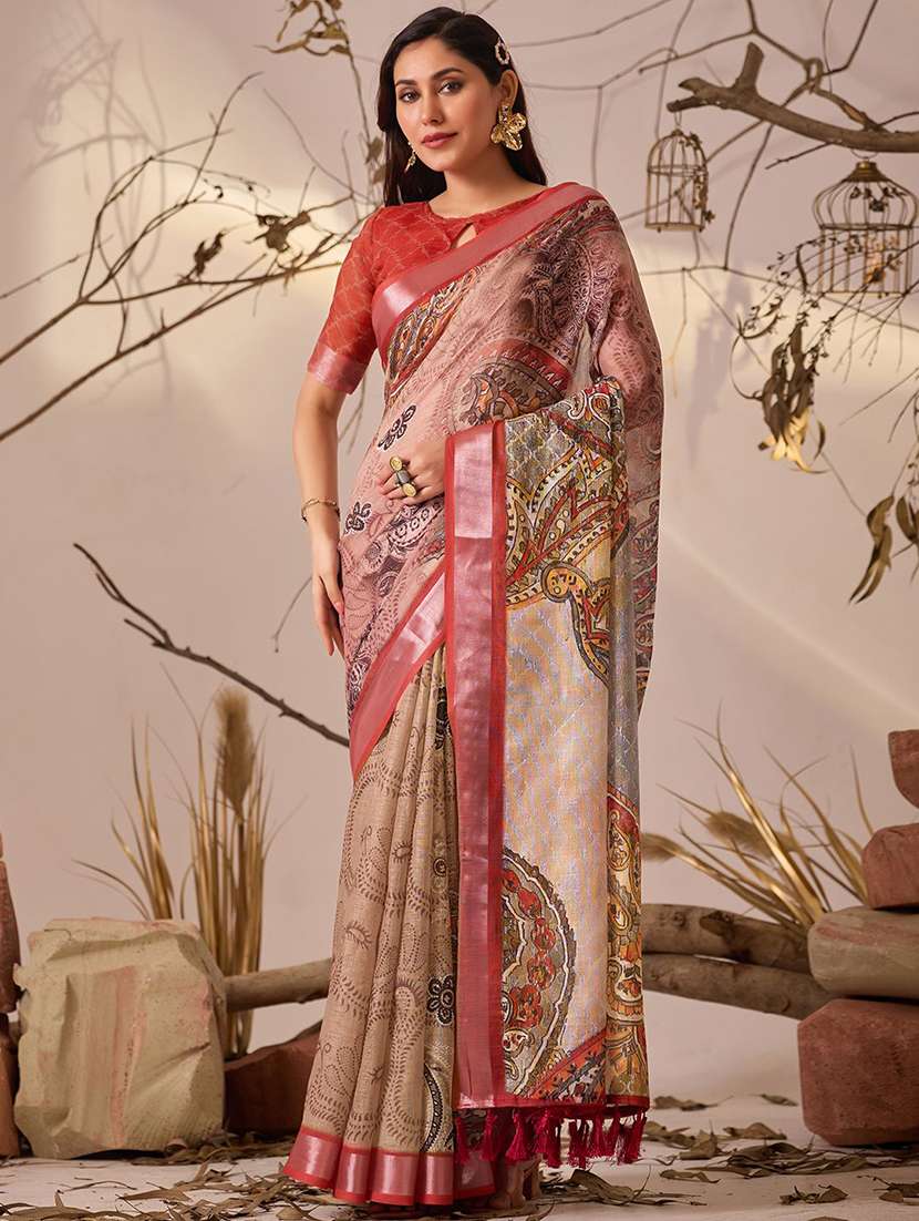 women printed casual wear saree with blouse - 22571897 -  Standard Image - 2