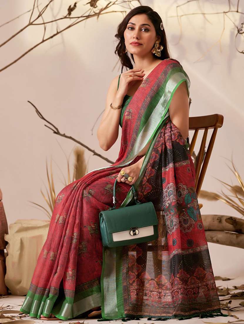 women printed casual wear saree with blouse - 22571898 -  Standard Image - 2