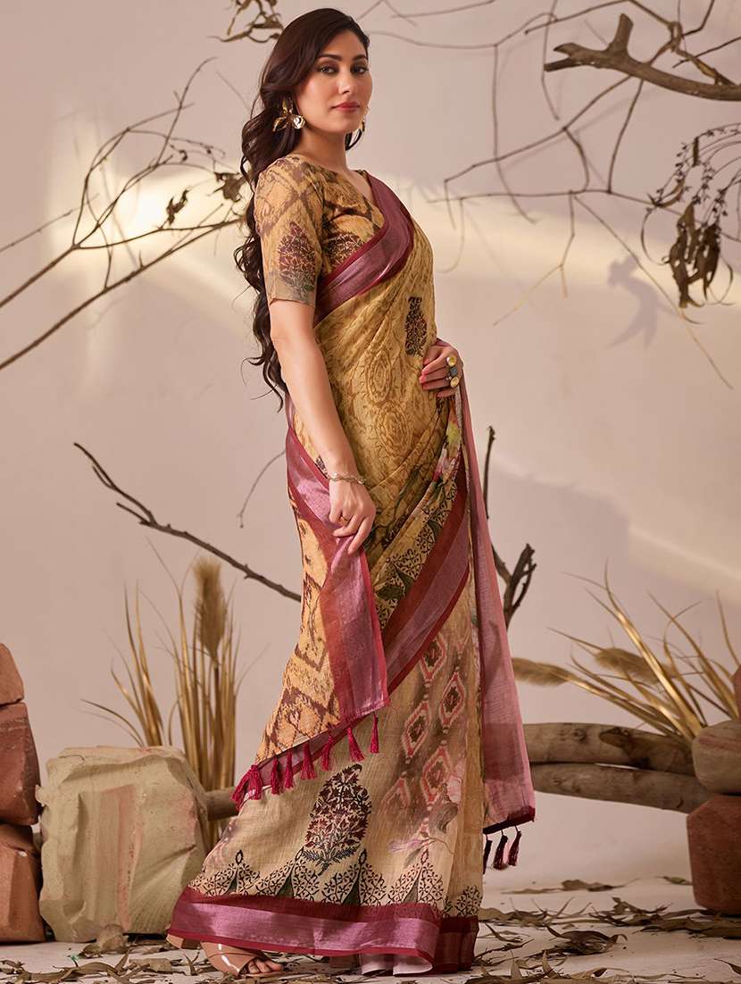 women printed casual wear saree with blouse - 22571900 -  Standard Image - 2