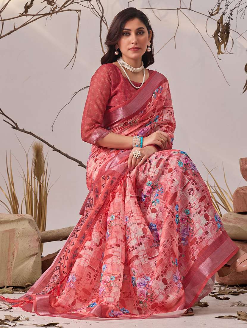women printed casual wear saree with blouse - 22571902 -  Standard Image - 2