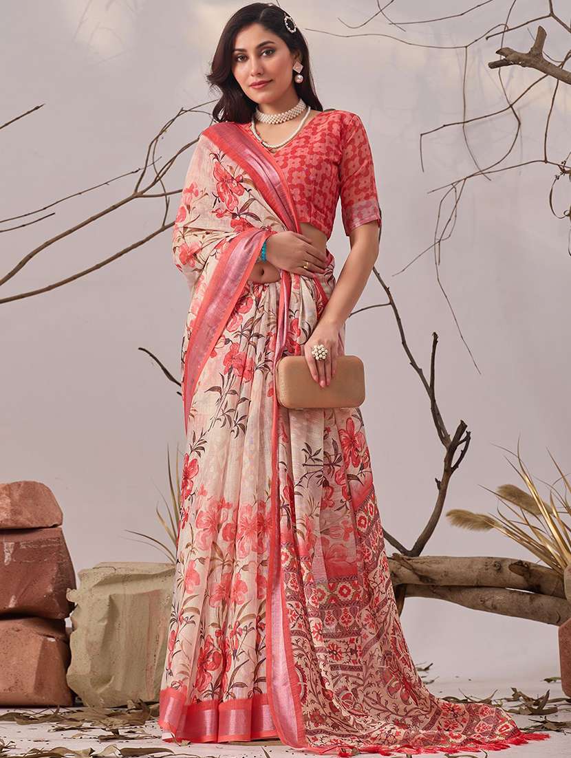 women printed casual wear saree with blouse - 22571903 -  Standard Image - 2