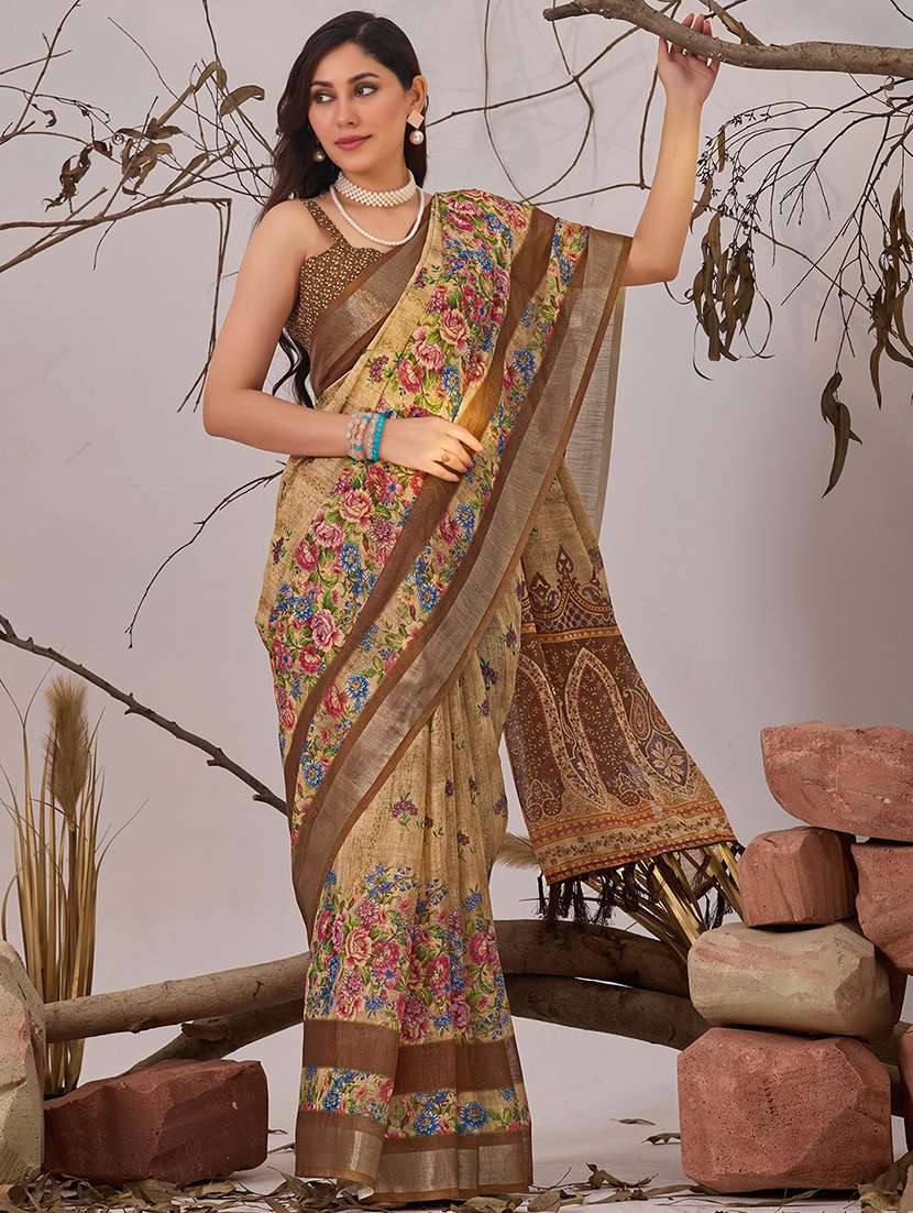 women printed casual wear saree with blouse - 22571905 -  Standard Image - 2