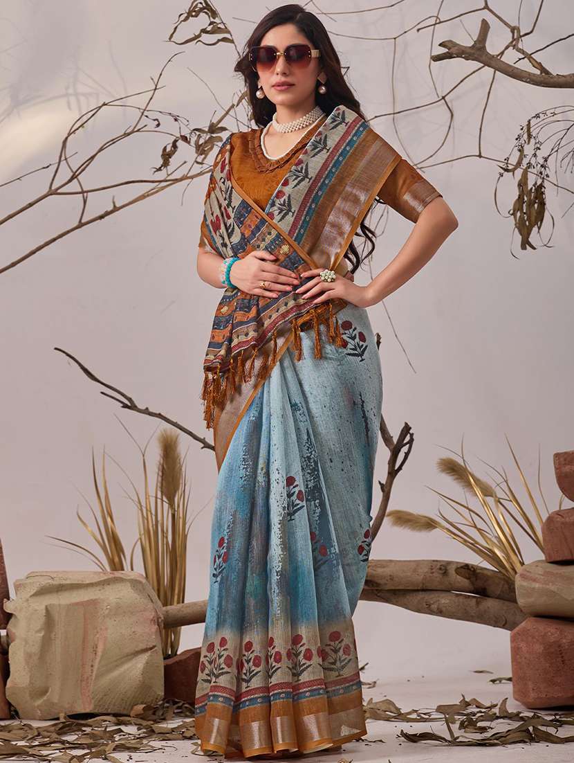 women printed casual wear saree with blouse - 22571906 -  Standard Image - 2