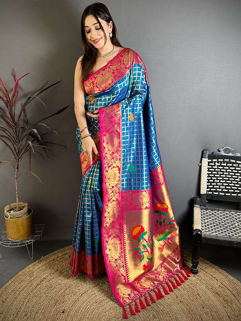 women self design paithani saree with blouse