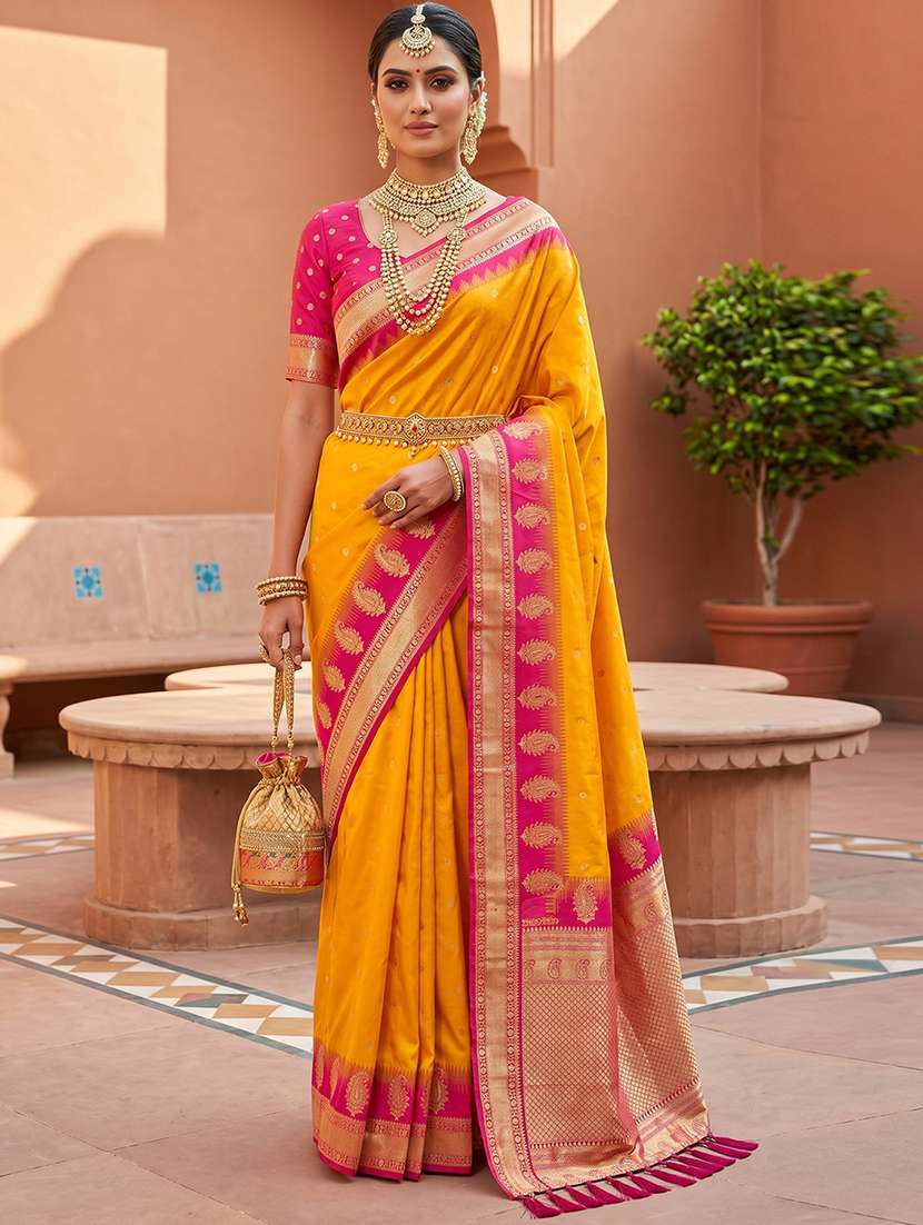 women self design banarasi saree with blouse