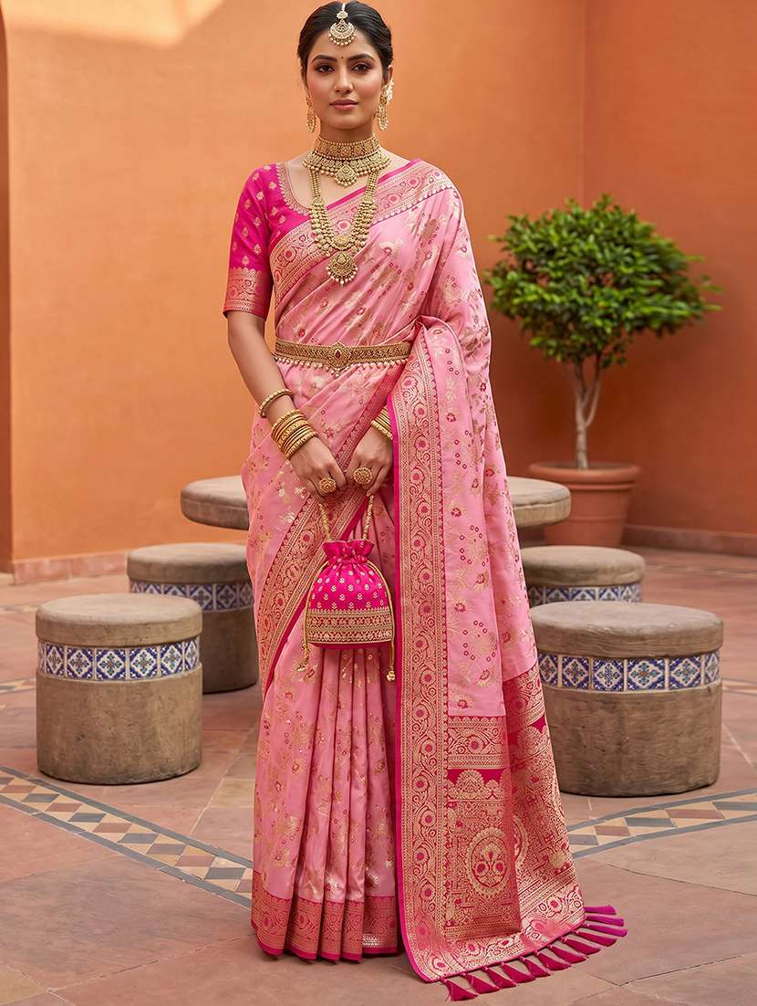 women self design banarasi saree with blouse