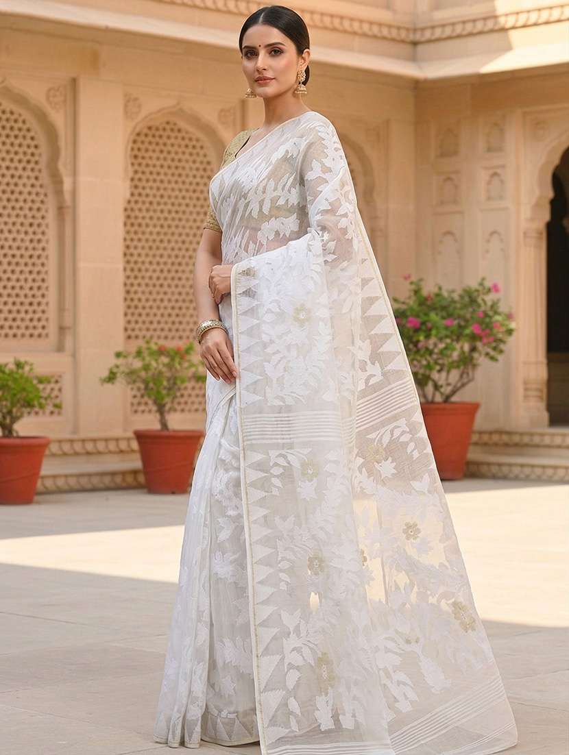 women self design jamdani saree with blouse - 22572091 -  Standard Image - 2