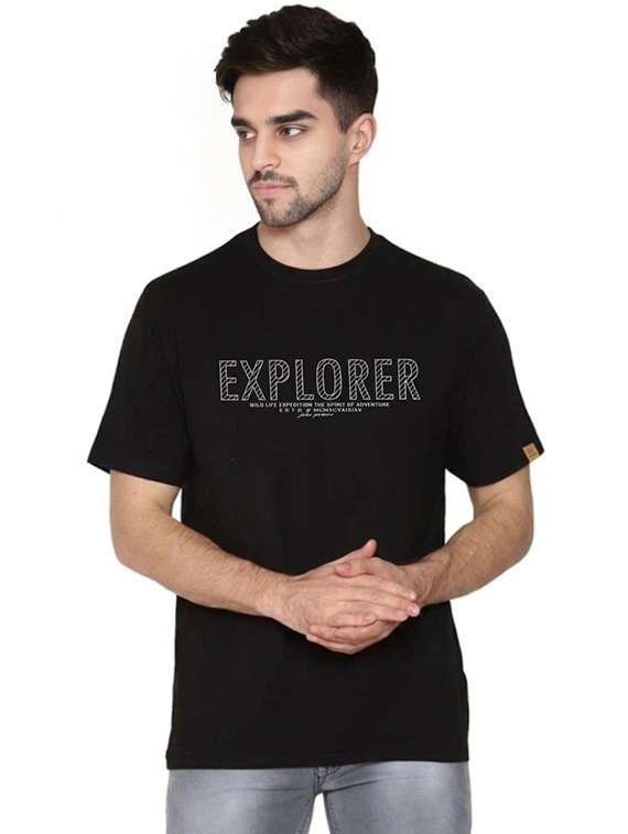 men printed round neck regular fit t-shirt