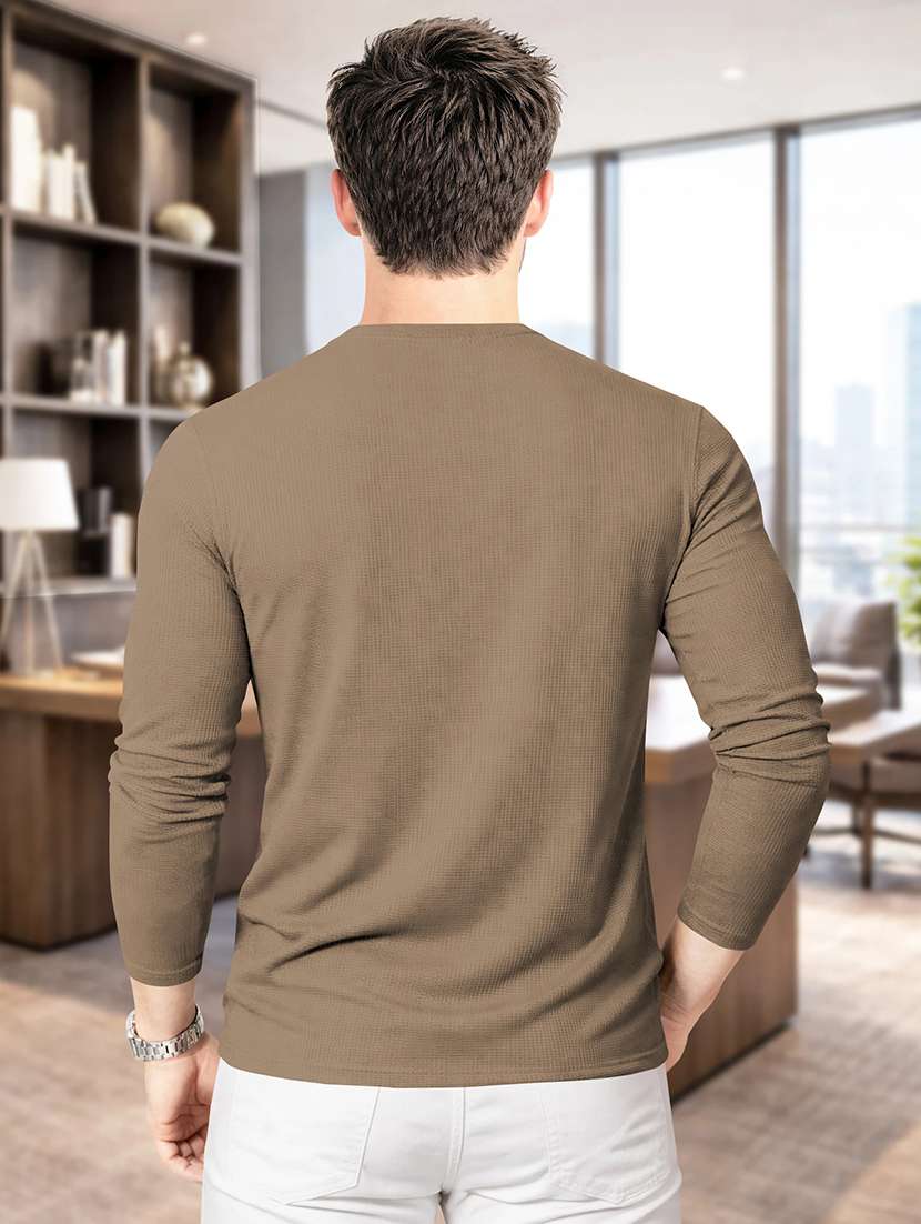 men textured long sleeves regular fit t-shirt - 22572139 -  Standard Image - 2