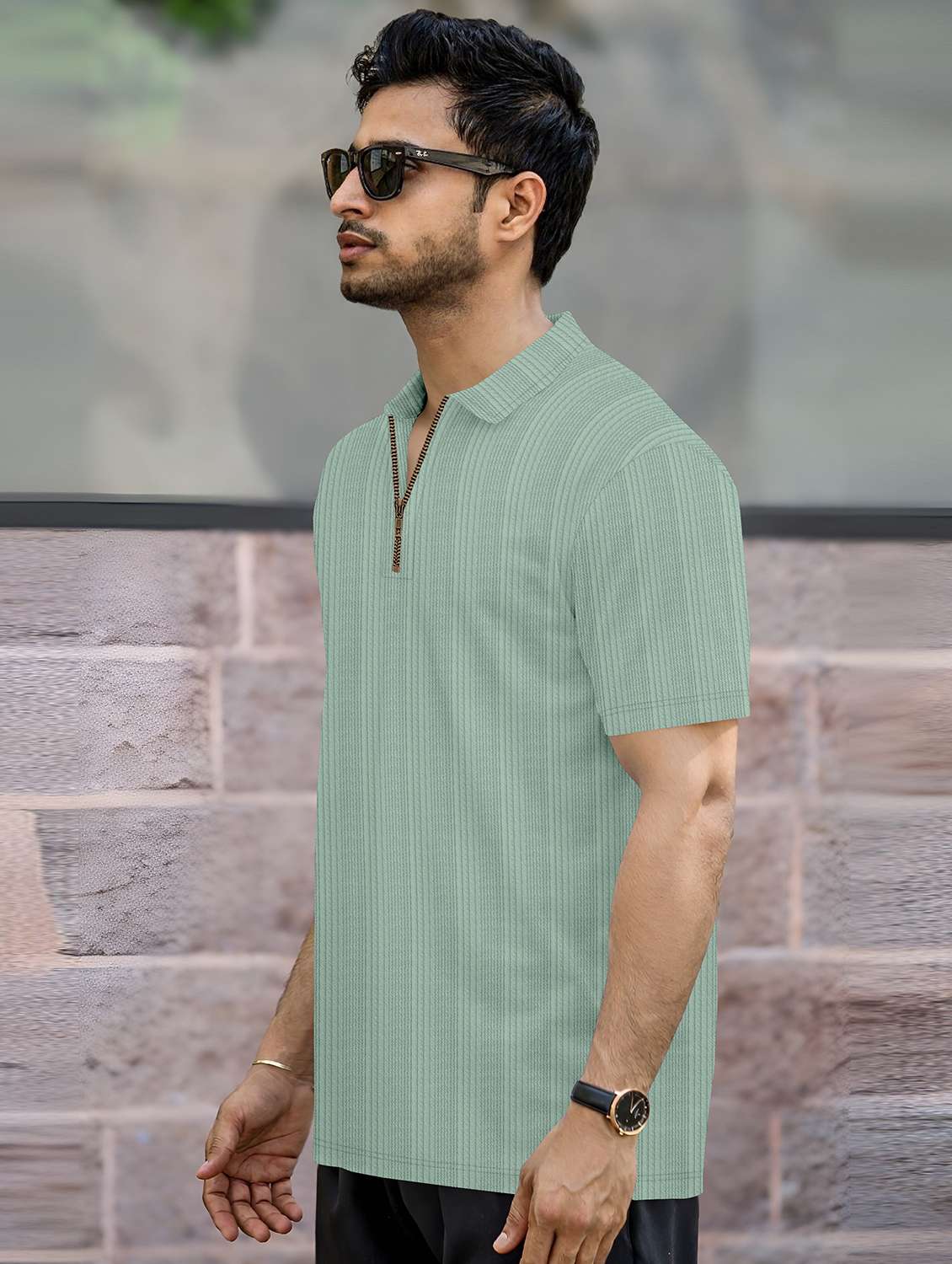 men textured short sleeves polo t-shirt - 22572150 -  Standard Image - 2