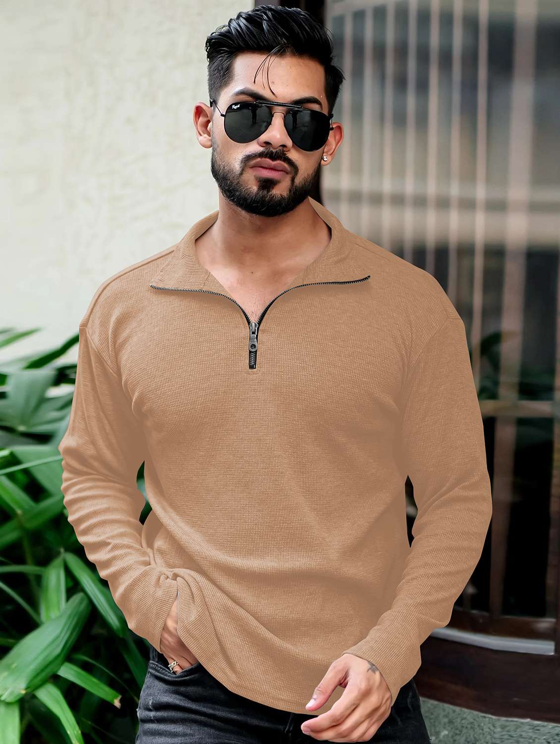 men textured long sleeves polo t-shirt - 22572179 -  Standard Image - 2