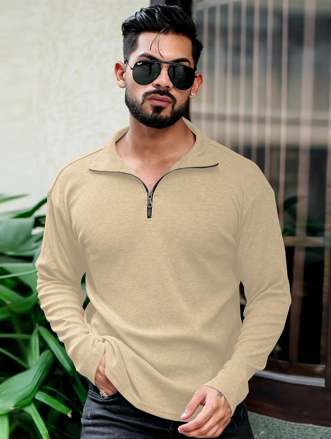 men textured long sleeves polo t-shirt - 22572183 -  Standard Image - 2